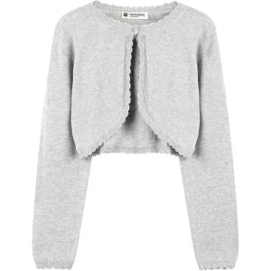 imageBlackButterfly Girls Long Sleeve Knitted Childrens Kids Bolero ShrugGrey
