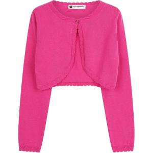imageBlackButterfly Girls Long Sleeve Knitted Childrens Kids Bolero ShrugHot Pink