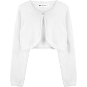 imageBlackButterfly Girls Long Sleeve Knitted Childrens Kids Bolero ShrugWhite