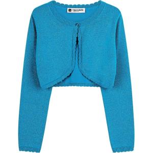imageBlackButterfly Girls Long Sleeve Sparkle Cardigan Childrens Kids Bolero ShrugAqua Blue