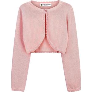 imageBlackButterfly Girls Long Sleeve Sparkle Cardigan Childrens Kids Bolero ShrugBaby Pink