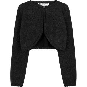 imageBlackButterfly Girls Long Sleeve Sparkle Cardigan Childrens Kids Bolero ShrugBlack