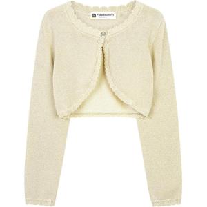 imageBlackButterfly Girls Long Sleeve Sparkle Cardigan Childrens Kids Bolero ShrugChampagne
