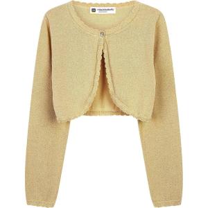 imageBlackButterfly Girls Long Sleeve Sparkle Cardigan Childrens Kids Bolero ShrugGold