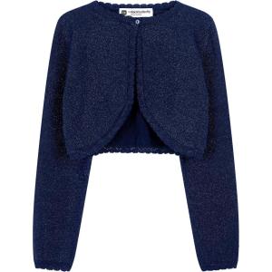 imageBlackButterfly Girls Long Sleeve Sparkle Cardigan Childrens Kids Bolero ShrugMidnight Blue