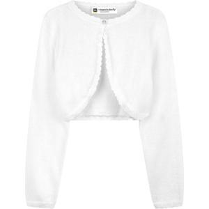 imageBlackButterfly Girls Long Sleeve Sparkle Cardigan Childrens Kids Bolero ShrugWhite  Holographic Sparkle