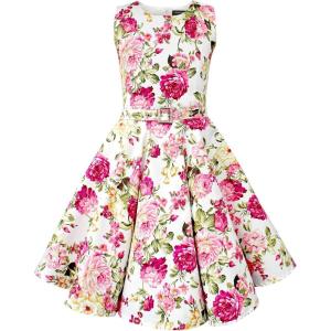 imageBlackButterfly Kids Audrey Vintage 50s Girls DressIvory Pink Floral