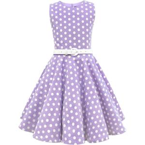 imageBlackButterfly Kids Audrey Vintage 50s Girls DressPurple Polka Dot