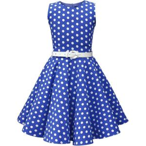 imageBlackButterfly Kids Audrey Vintage 50s Girls DressRoyal Blue Polka Dot