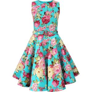 imageBlackButterfly Kids Audrey Vintage 50s Girls DressTurquoise Pink Floral