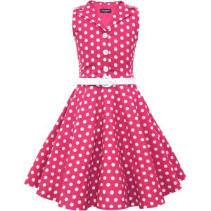 imageBlackButterfly Kids Holly Vintage Polka Dot 50s Girls DressPink