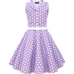 imageBlackButterfly Kids Holly Vintage Polka Dot 50s Girls DressPurple