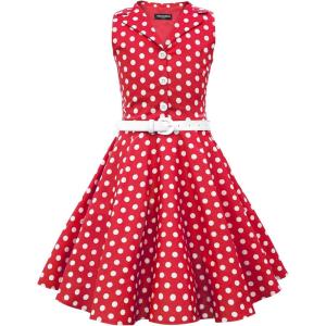 imageBlackButterfly Kids Holly Vintage Polka Dot 50s Girls DressRed