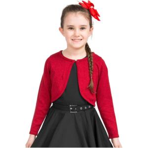 imageBlackButterfly Kids Long Sleeve Sparkle Cardigan Childrens Girls ShrugRed