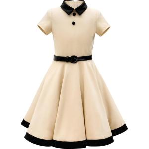 imageBlackButterfly Kids Lucy Vintage Clarity 50s Girls DressBeige