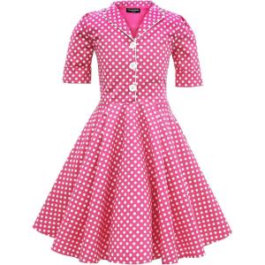 imageBlackButterfly Kids Sabrina Vintage Polka Dot 50s Girls DressPink