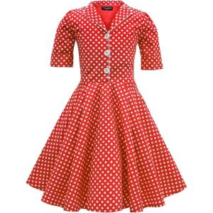 imageBlackButterfly Kids Sabrina Vintage Polka Dot 50s Girls DressRed