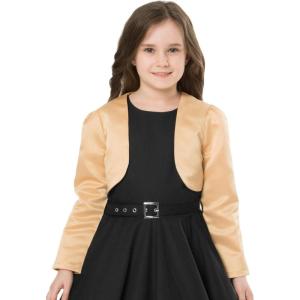 imageBlackButterfly Kids Satin Long Sleeve Bolero Childrens Girls ShrugGold