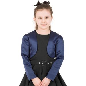imageBlackButterfly Kids Satin Long Sleeve Bolero Childrens Girls ShrugMidnight Blue