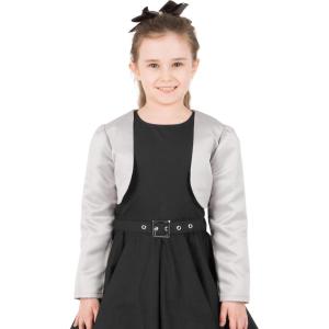 imageBlackButterfly Kids Satin Long Sleeve Bolero Childrens Girls ShrugSilver