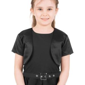 imageBlackButterfly Kids Satin Short Sleeve Bolero Childrens Girls ShrugBlack