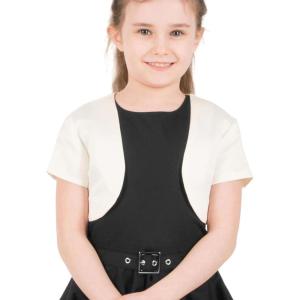 imageBlackButterfly Kids Satin Short Sleeve Bolero Childrens Girls ShrugIvory