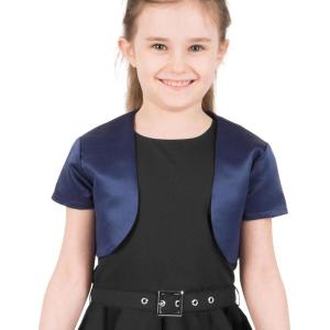 imageBlackButterfly Kids Satin Short Sleeve Bolero Childrens Girls ShrugMidnight Blue