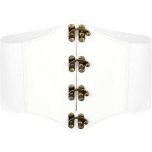 imageBlackButterfly Pirate Cosplay Elastic Halloween Waist Rivets Waspie Corset BeltWhite