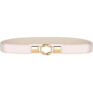 imageBlackButterfly Retro Elastic Round Metal Buckle Skinny Waist Waspie BeltBeige