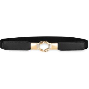 imageBlackButterfly Retro Elastic Round Metal Buckle Skinny Waist Waspie BeltBlack