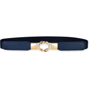 imageBlackButterfly Retro Elastic Round Metal Buckle Skinny Waist Waspie BeltMidnight Blue