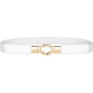 imageBlackButterfly Retro Elastic Round Metal Buckle Skinny Waist Waspie BeltWhite