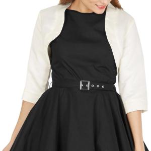 imageBlackButterfly Satin Bolero Shrug  Half SleeveIvory