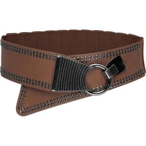 imageBlackButterfly Wide Elastic Stretch Retro Metal Interlock Buckle BeltDark Brown