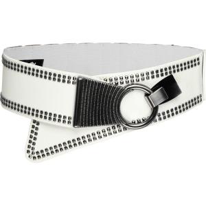 imageBlackButterfly Wide Elastic Stretch Retro Metal Interlock Buckle BeltWhite