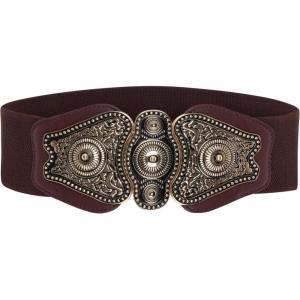 imageBlackButterfly Wide Elastic Stretch Vintage Antique Retro Buckle BeltDark Brown