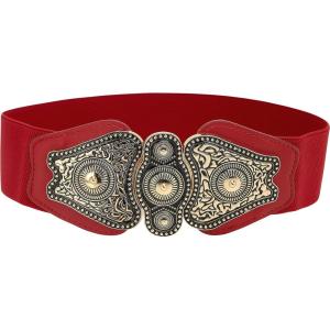 imageBlackButterfly Wide Elastic Stretch Vintage Antique Retro Buckle BeltRed