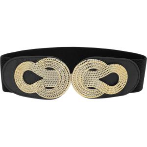 imageBlackButterfly Wide Elastic Vintage Cinch Retro Metal Interlock Buckle BeltBlack