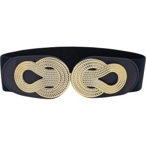 imageBlackButterfly Wide Elastic Vintage Cinch Retro Metal Interlock Buckle BeltMidnight Blue