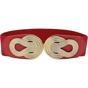 imageBlackButterfly Wide Elastic Vintage Cinch Retro Metal Interlock Buckle BeltRed