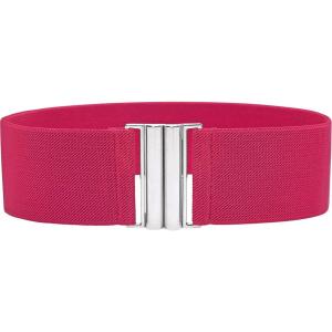 imageBlackButterfly Wide Elastic Waist Cinch Stretch Waistband Retro Vertical Clasp Buckle BeltHot Pink