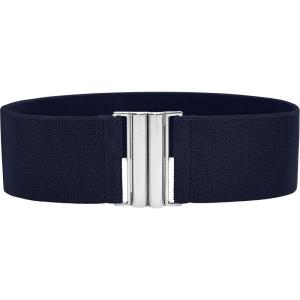 imageBlackButterfly Wide Elastic Waist Cinch Stretch Waistband Retro Vertical Clasp Buckle BeltMidnight Blue