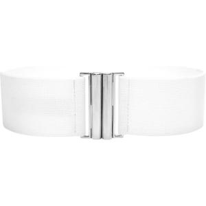 imageBlackButterfly Wide Elastic Waist Cinch Stretch Waistband Retro Vertical Clasp Buckle BeltWhite