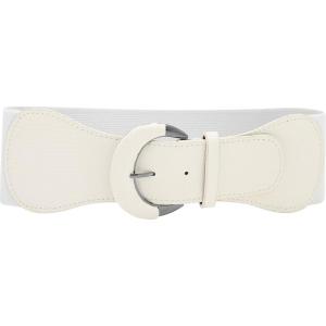 imageBlackButterfly Wide PU Elastic Stretch Thick Buckle Waist BeltWhite