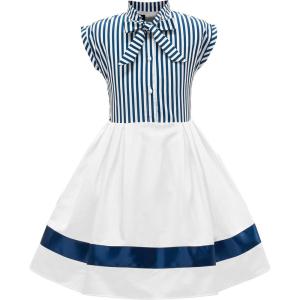 imageBlackButterfly Kids Polly Vintage Striped Pin Up DressBlue