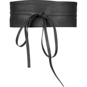 imageBlackButterfly Obi Waist Band Self Knot Tie Up Cinch BeltBlack