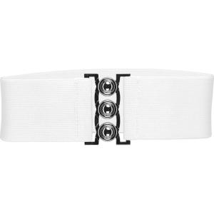 imageBlackButterfly Wide Elastic Waist Cinch Stretch Waistband Retro Clasp Buckle BeltWhite