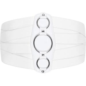 imageBlackButterfly 7 Inch Wide Lattice Corset Waspie Elastic Waist BeltWhite