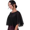 imageBlackButterfly Soft Wedding Wrap Evening Sheer Chiffon Cover Up Cape ShawlBlack