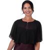 imageBlackButterfly Soft Wedding Wrap Evening Sheer Chiffon Cover Up Cape ShawlBlack